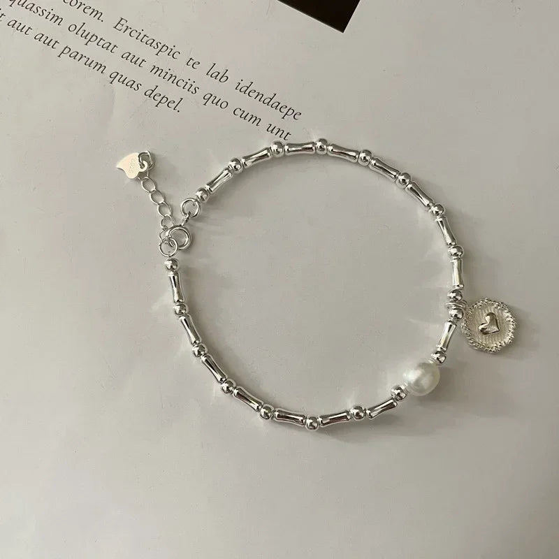 Pulseira de Prata Com Nós de Pérola