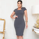 Vestido Tubinho Midi Gola Inversé V - THE PINK