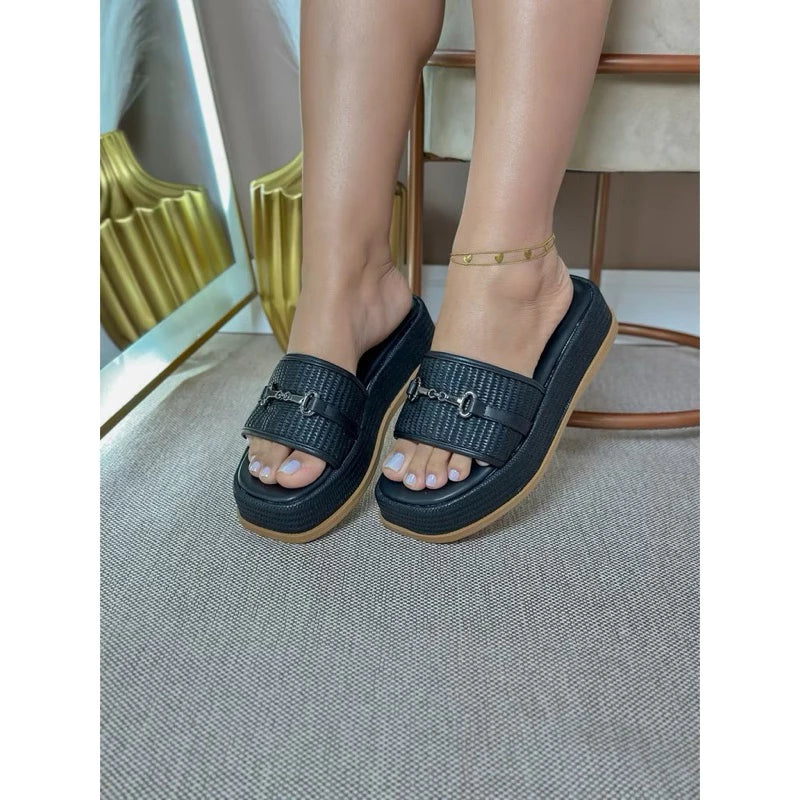 Sandália Flat Luiza com Frente em ABS - FRETE GRÁTIS